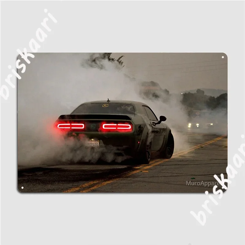 Challenger Hellcat Srt Burnout Metal Signs Poster Kitchen Designing Wall Mural Tin sign Posters