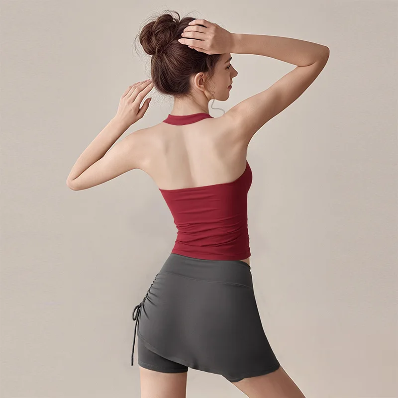 

2025 Новый женский летний цельный спортивный бюстгальтер с лямкой на шее, дышащий быстросохнущий топ для бега, жилет для йоги, спортивный бюстгальтер для женщин, мягкий бюстгальтер