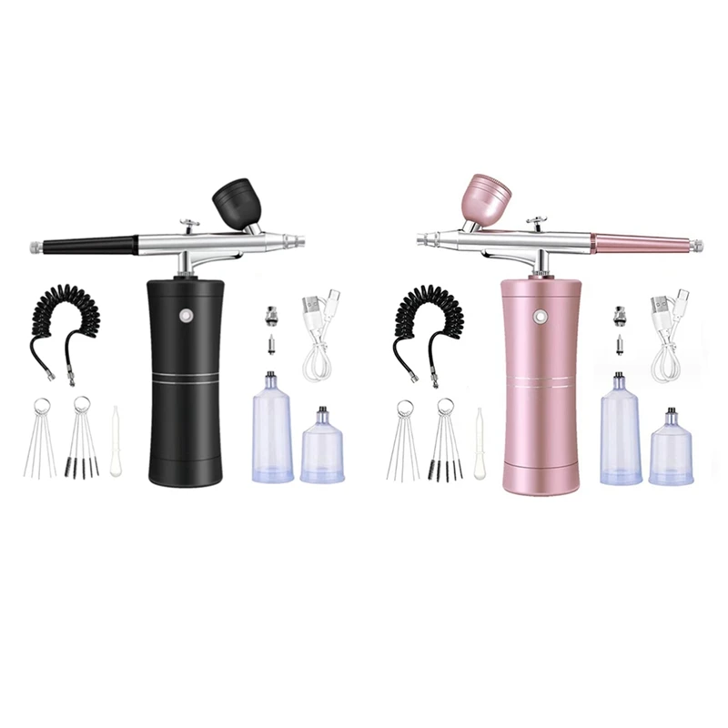 Draadloze Mini Airbrush Met Compressor Set Met 0.3Mm Mondstuk Spray Gezichtsmake-up Zuurstof Machine 1Set