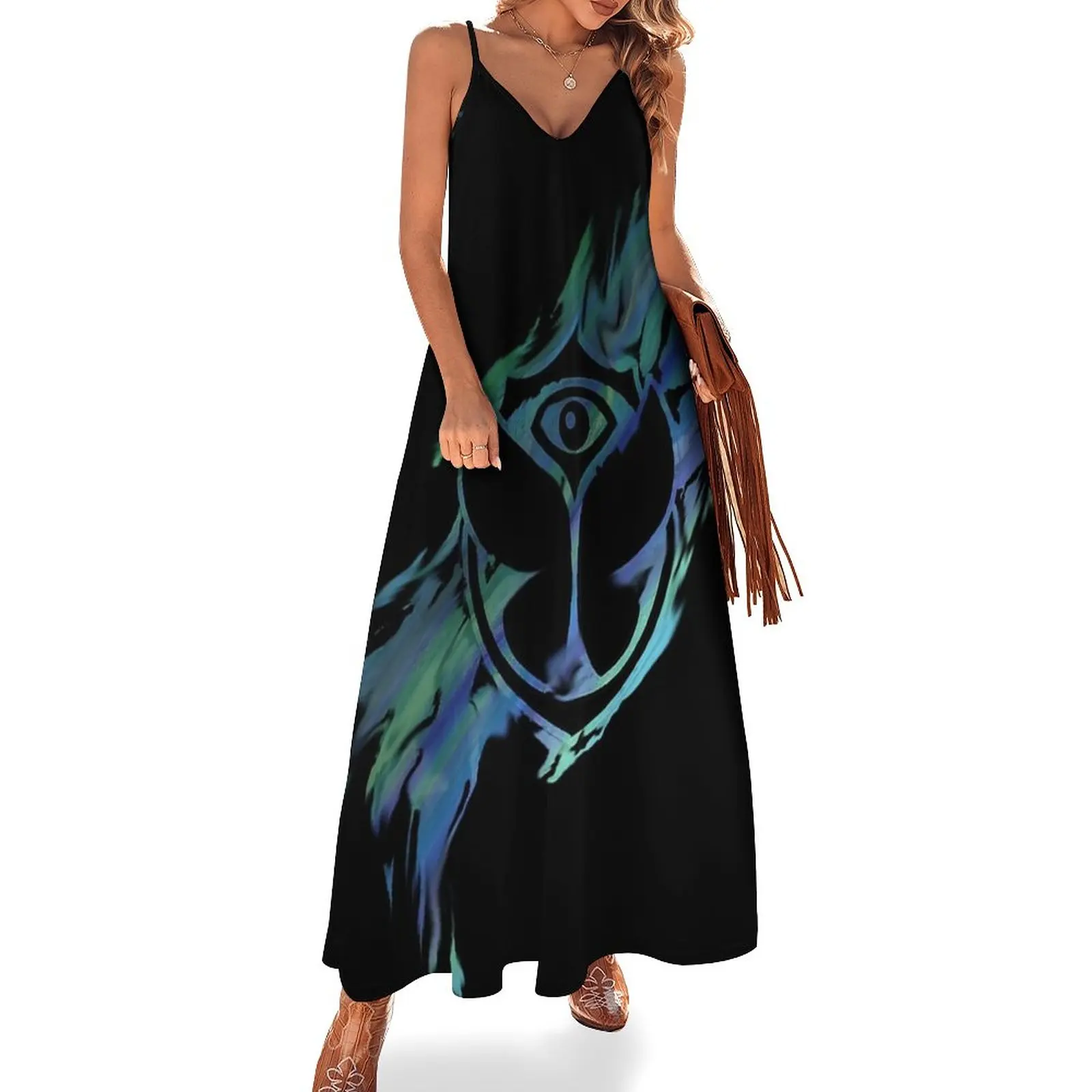 

Tomorrow 2023-24 Festival Peacock color Sleeveless Dress women's summer clothing 2024 dresses for official occasions