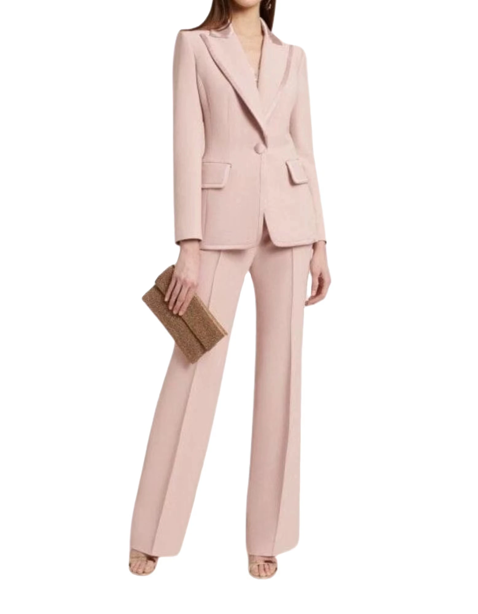 Women's Dresses Suit Gowns Elegant Peaked Lapel Splice Jacket Coat And Pants For Female Satin 2 Pieces Suit Customized W56