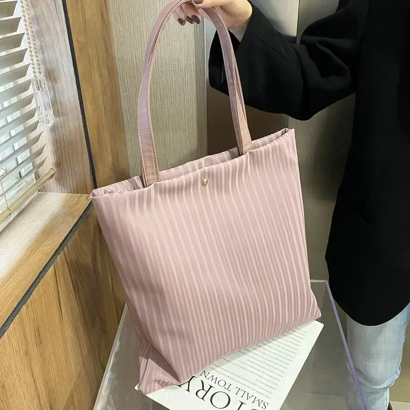 BBA155     Handbags for Women  Large Capacity Tote Shopper Bag Solid Color Striped Pu Leather Corduroy