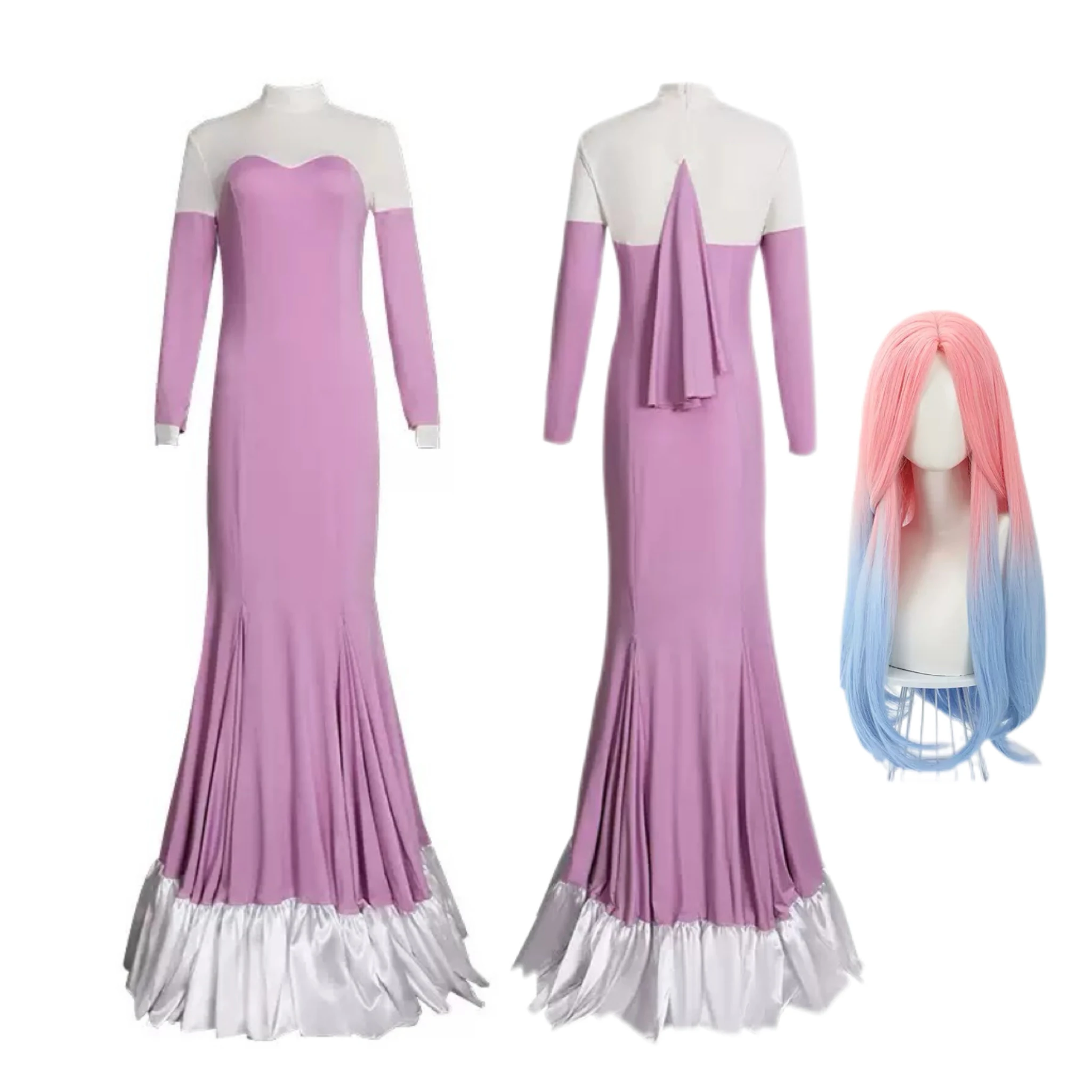 

Mizi Cosplay Costume Pink Long Dress Wig Halloween Carnival Party Outfits