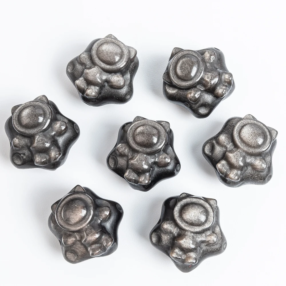 5Pcs Silver Obsidian Star Astronaut Pendant 17x13MM Silver Black Cosmic Explorer Charms for Space Lover DIY Jewelry Making