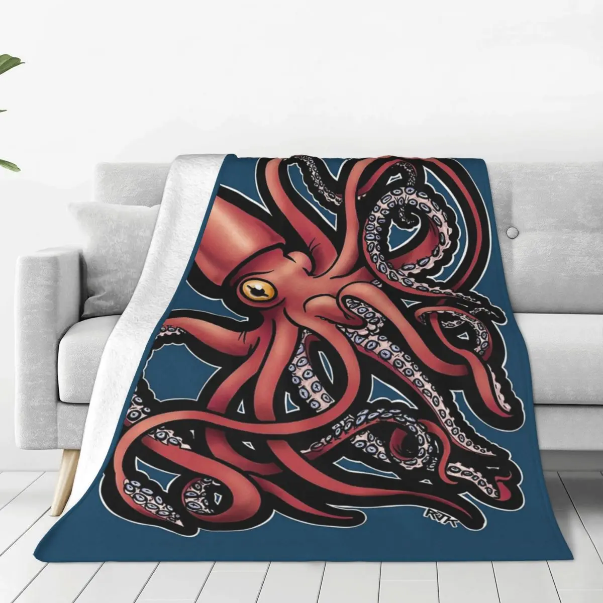 Red Giant Squid Architeuthis Blankets Fleece Portable Sofa Throw Blankets For Couch Bedding Outdoor Throws Bedspread Quilt