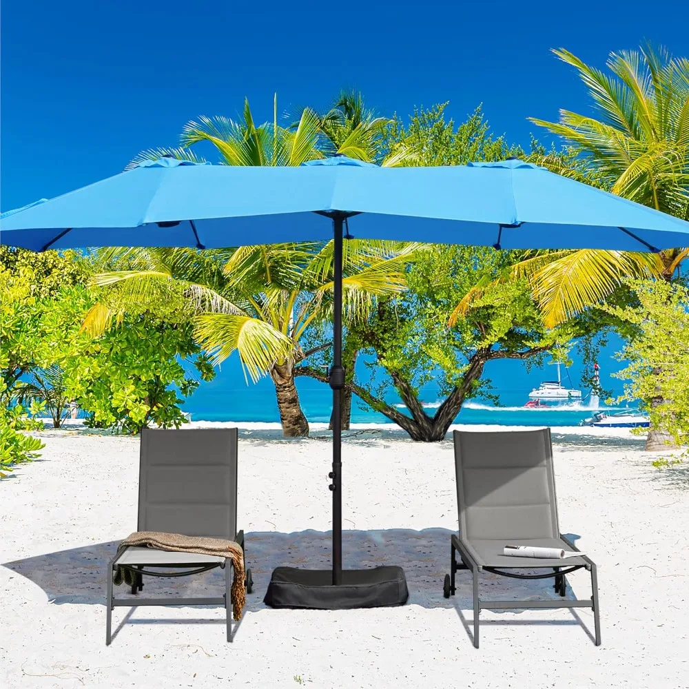 

13 ft Large Patio Umbrella with Base Included, Double-Sided Outdoor Market Extra Umbrella with Easy Crank Handle, Customized