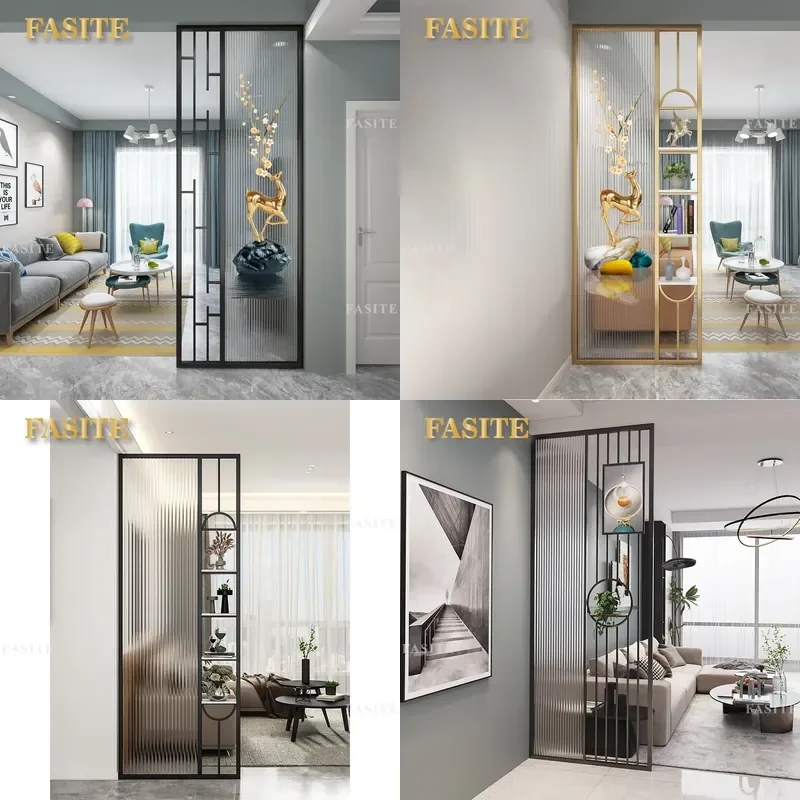 For Wrought Iron Changhong Glass Painted Screen Simple Entrance Living Room Home Office Blocking Decorative Partition Wall
