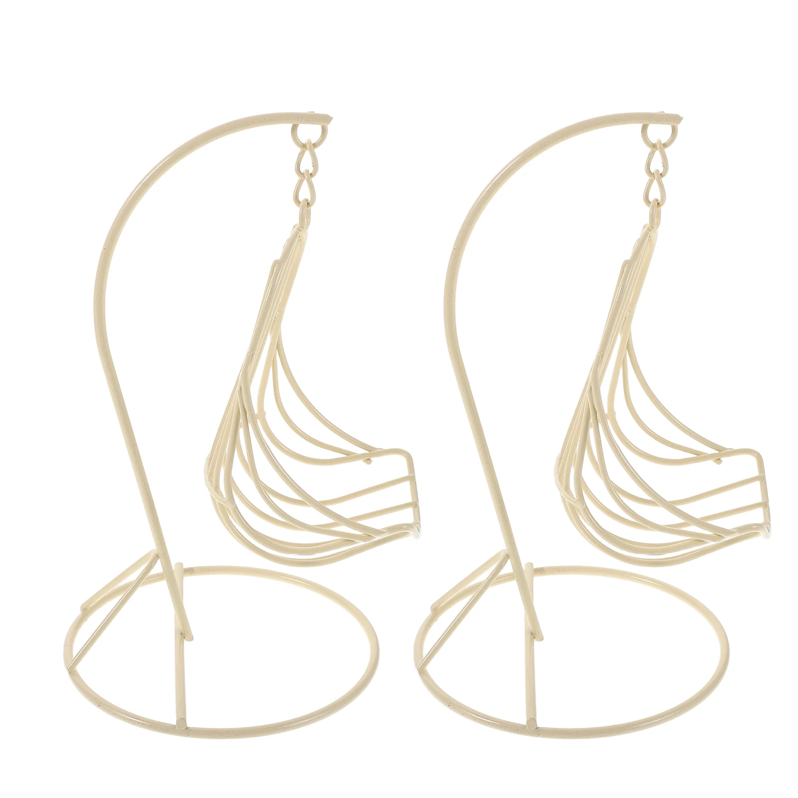 

2 Pcs Accessories House Mini Hanging Basket Decor Iron Dollhouse Hammock Swing Chair