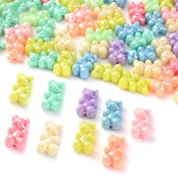 30pcs Makaron AB Cute Bear Beads Blingbling Acrylic Spacer Beads For Making Keychain Pendant Necklace Earring Jewelry