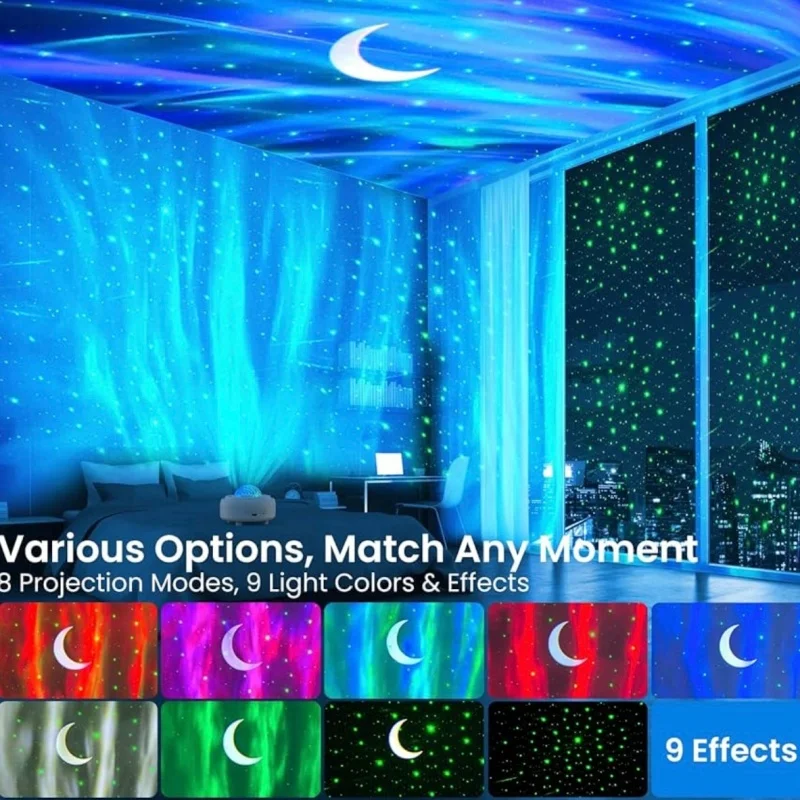 أضواء الشمالية السماء المرصعة بالنجوم ضوء الإسقاط USB بلوتوث جو القمر ضوء الليل لديكور الغرفة عيد الميلاد هدية عيد ميلاد
