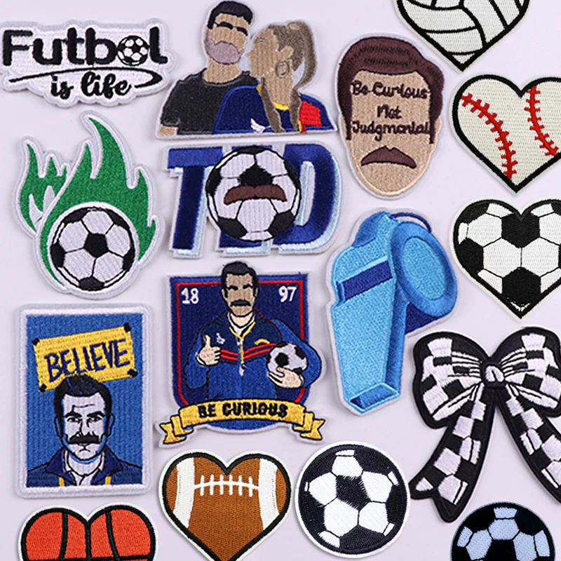 Football Embroidered Patches For Clothing Jackets Sports Football Team Embroidery Patch Iron On Patches For Clothes Sewing Badge