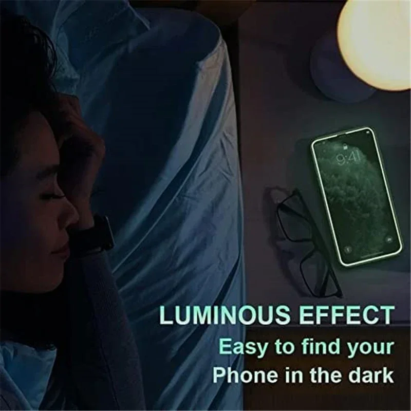 3 PIEZAS Protector de pantalla luminoso de luz nocturna para teléfono usado para iPhone 12 11 13 14 15 16 17 Pro Max Plus Mini Case Película de cristal templado 6