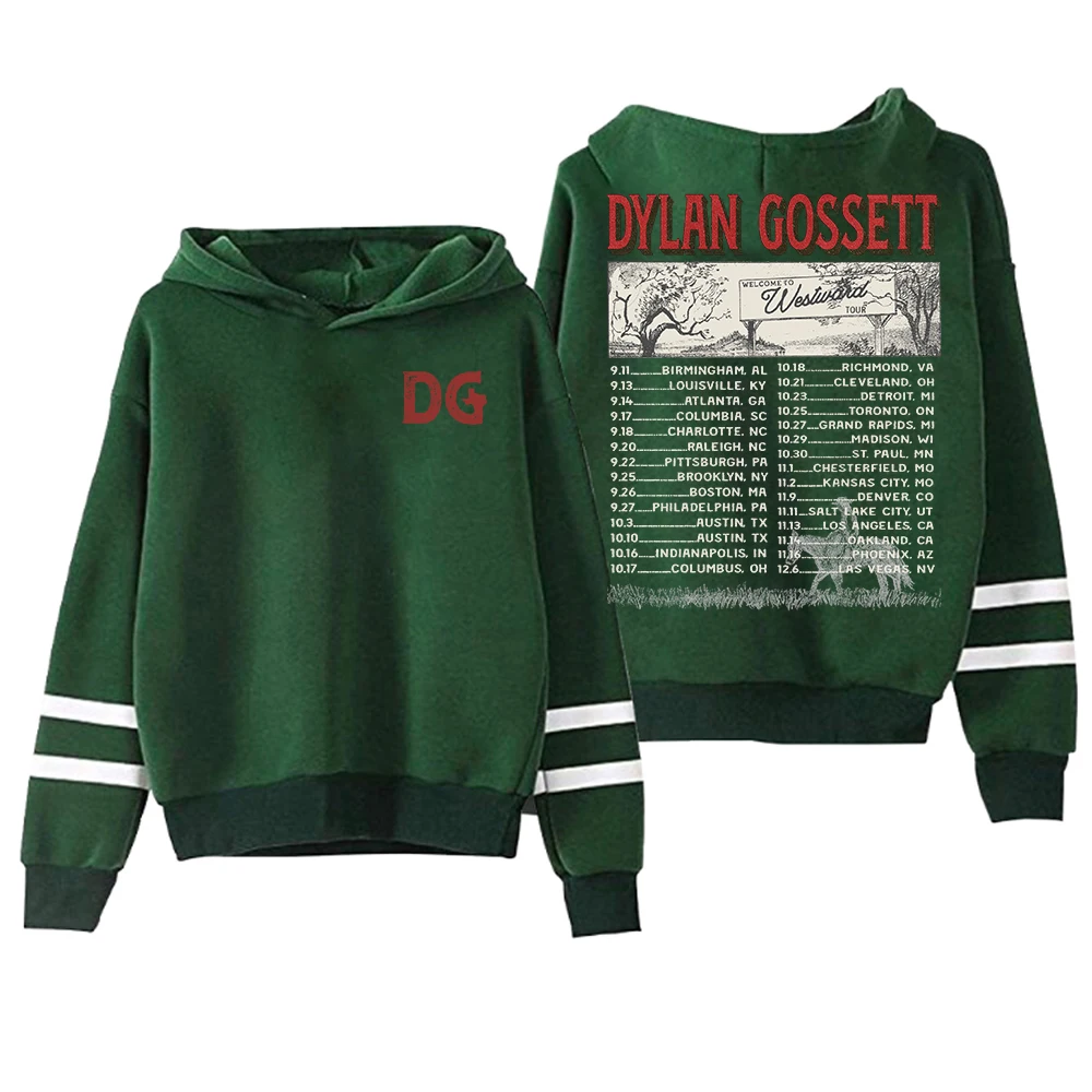 سترة GF Dylan Gossett The Westward Tour 2025 بغطاء للرأس بدون جيوب وقضبان متوازية وأكمام ملابس الشارع الشهير للنساء والرجال مع قلنسوة