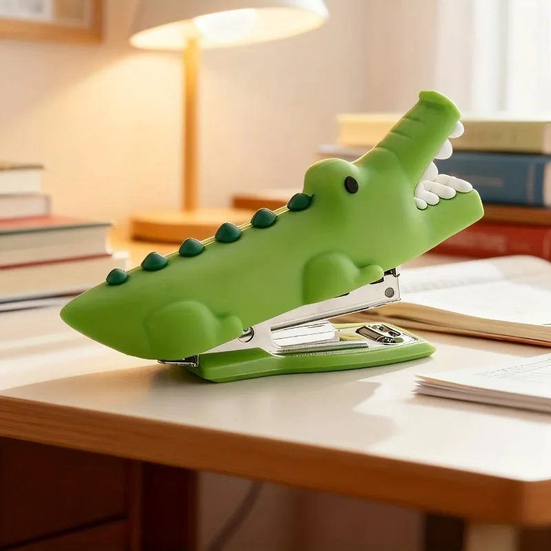 

2-Pack of Crocodile-Shaped Staplers, Cute and Decorative, Combining Practicality and Aesthetics, Are Practical and Adorable Small Staplers for Students and Office Workers