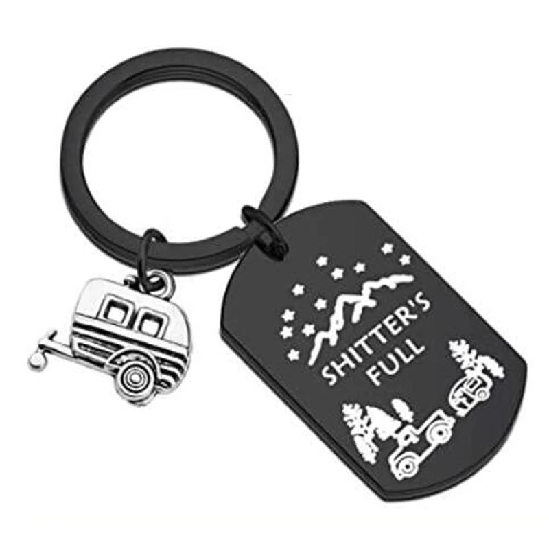 Shitter's Full Camper Keychain Happy Camper RV Keychain Unique Gifts for Men Camper Trailer Outdoors Mountains Vacation Jewelry