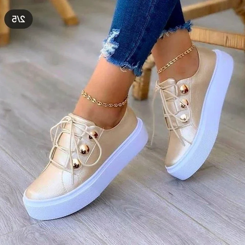 Women Casual Sneakers Woman Fashion Spring Leather PU Sneakers Female Platform Vulcanize Shoes Zapatillas De Mujer