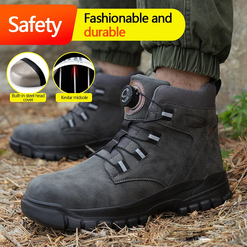 Men's Safety Shoes, Lightweight, Comfortable And Cotton-padded For Warmth, Are Puncture-resistant And Impact-resistant
