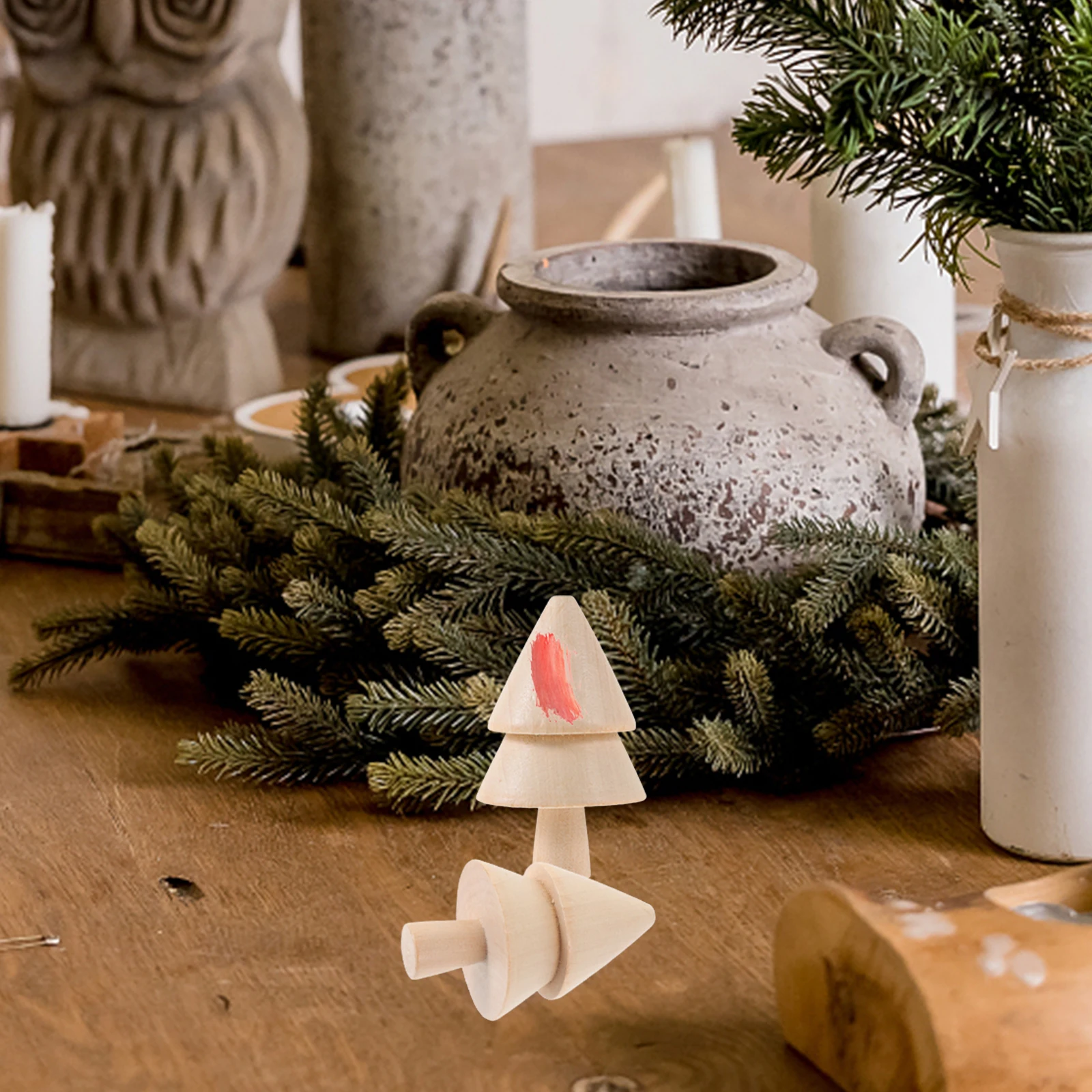 

10pcs Diy Blank Wood Christmas Trees Small Unfinished Wooden Xmas Tree For Crafts Drawing Painting Holiday Wedding Party