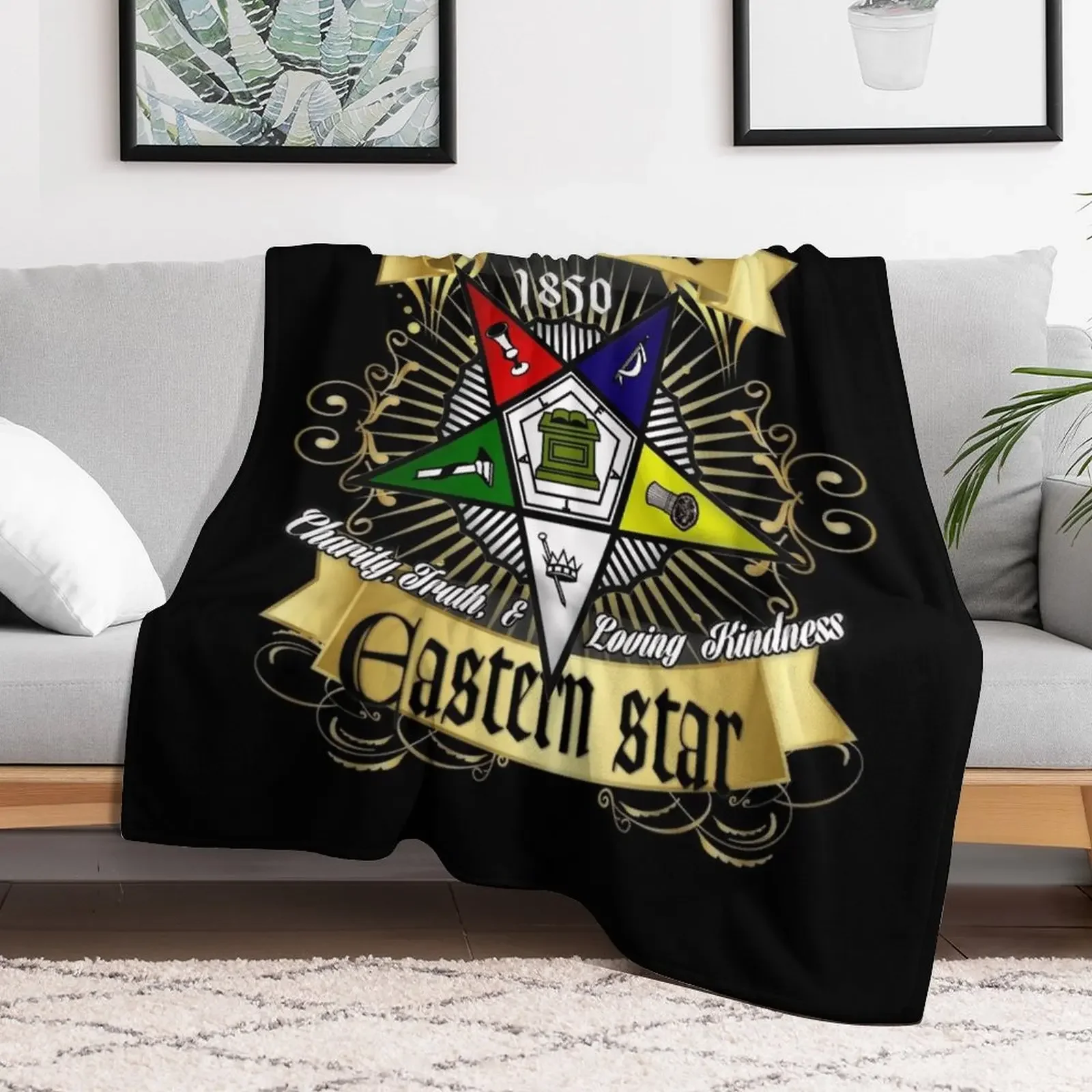 OES Style Order Of The Eastern Star Logo Sistar Freemason Throw Blanket Softest Hairy Decorative Throw Winter beds Blankets