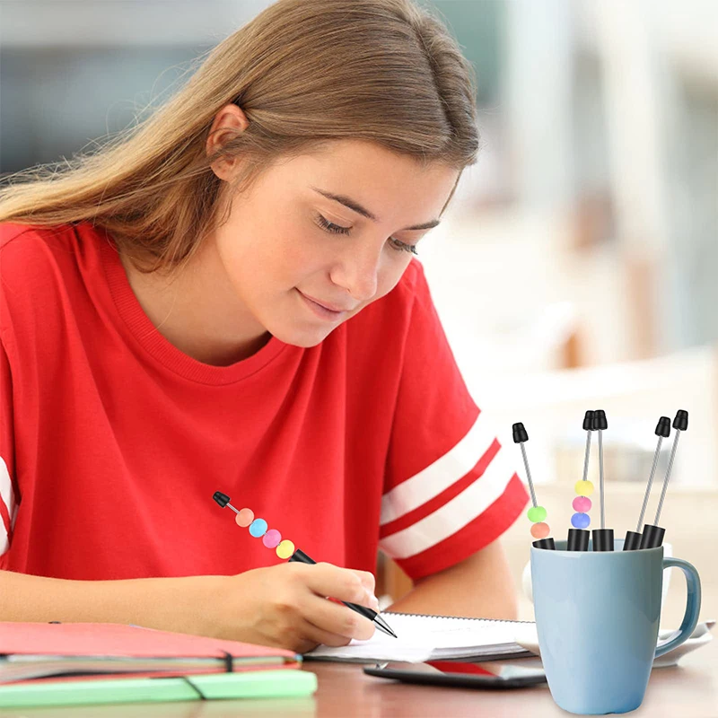 Stylo à bille perlé en plastique, bricolage, 20 pièces