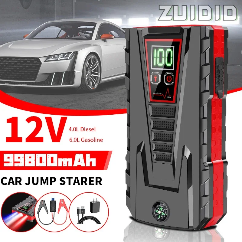 

99800mAh Car Jump Starter Power 12V Portable Power Bank EU US Plug Powerbank Car Battery Charger Automotive Articles For Cars