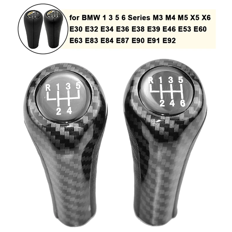 

Carbon Fiber Leather Gear Shift Knob for BMW 1 3 5 6 Series M3 M4 M5 X5 X6 E30 E32 E34 E36 E38 E39 E46 E53 E60 E63 E83 E84 E87