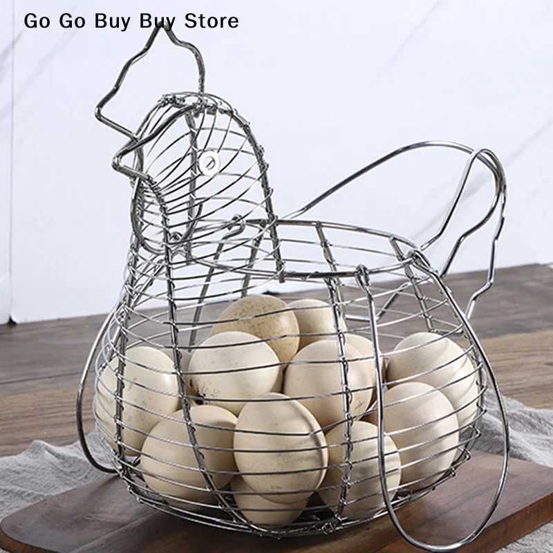 Easter Party Iron Art Eggs Storage Basket Chicken Shaped Egg Holder Household Vegetables Fruit Container Organizer Rack Basket