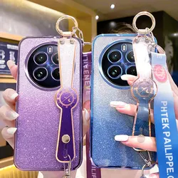 Realme12 pro+ 5G Glitter Wrist strap Case For OPPO Realme 12 pro plus 12X C67 C65 Case Shockproof Wristband Cover Realme12pro