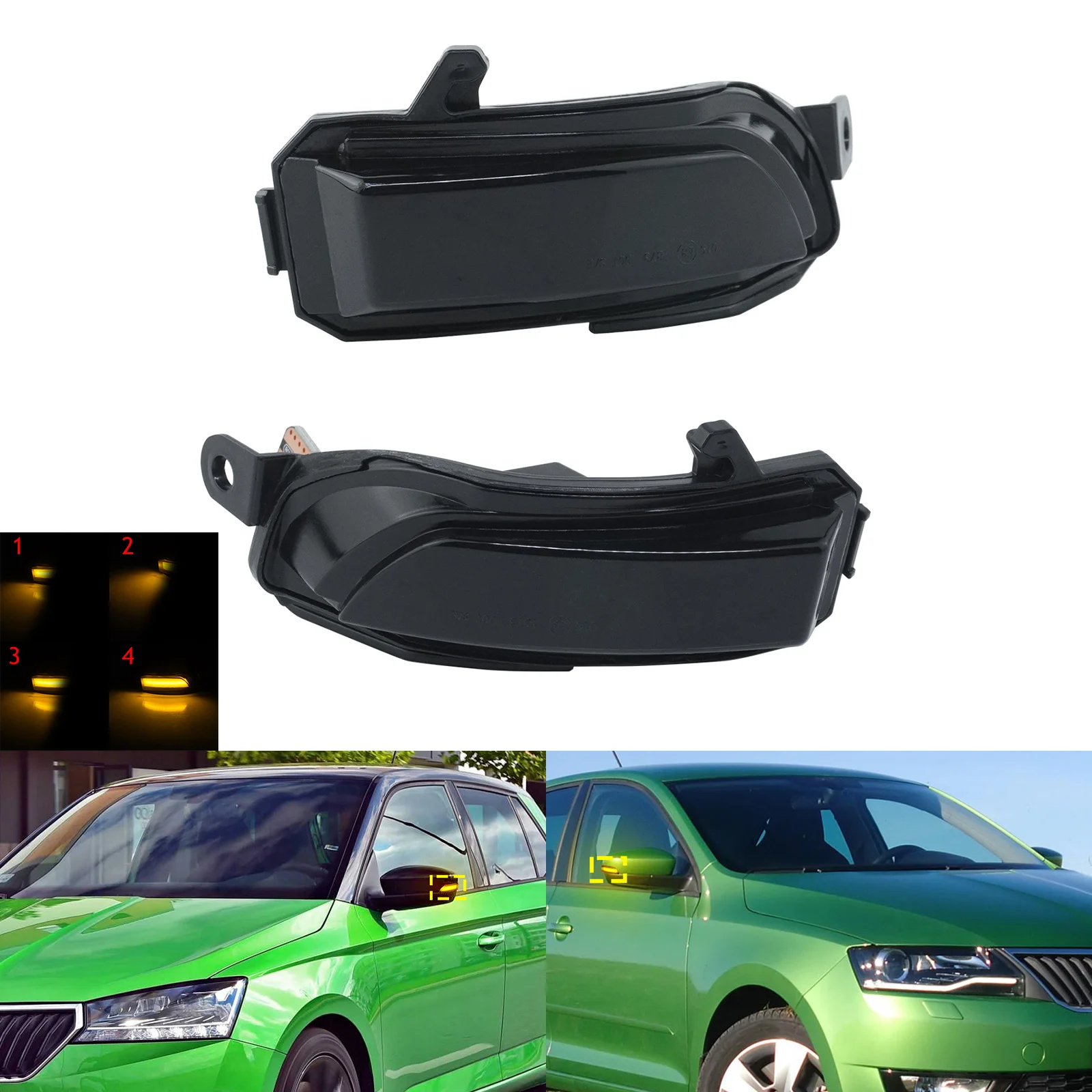 

Динамический светодиодный указатель поворота зеркала на крыле для Skoda Rapid 17-20 Fabia III 14-19