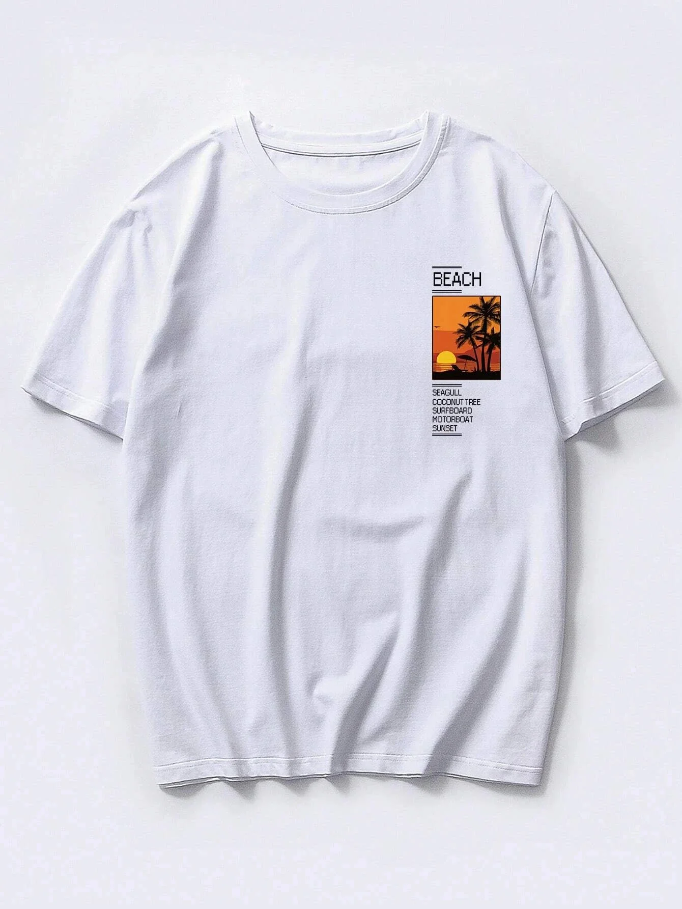 Men's 100% cotton summer loose Coconut Tree&Sloan Graphic printed slim fit casual sports round neck short sleeved T-shirt top image 4