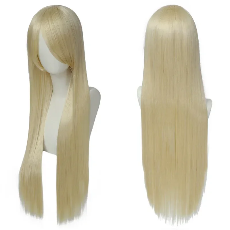 

80cm Unisex Colorful Long Straight Synthetic Hair White Purple Black Cosplay Wig For Men And Women