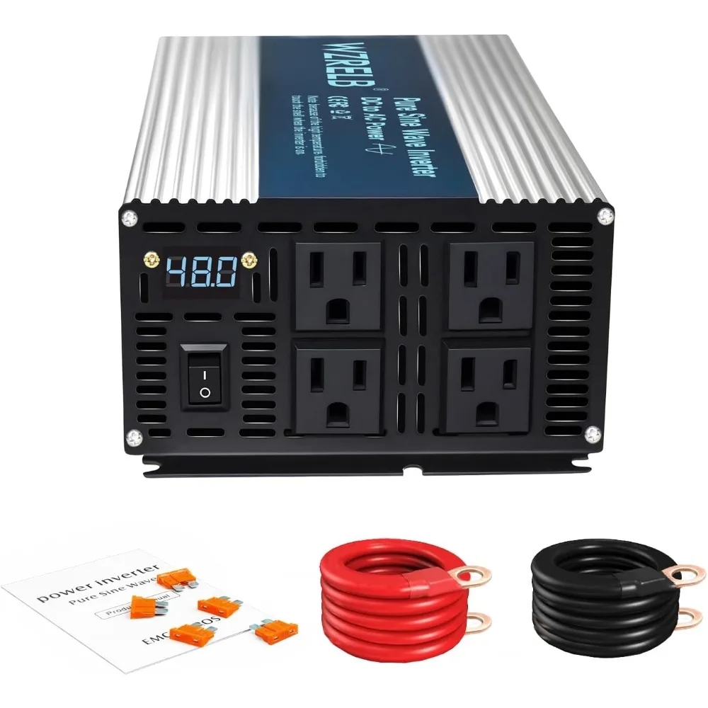 

Portable 48V DC to 110V/120V AC 2000W Pure Sine Wave Inverter with LED Display for Off-Grid Power