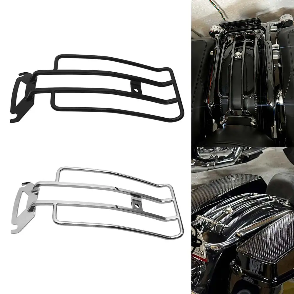 

Rear Luggage Rack Black/Chrome Heavy Duty Metal Motorcycle Accessory For Harley Davidson Electra Glide Standard-FLHTC 1998-2006