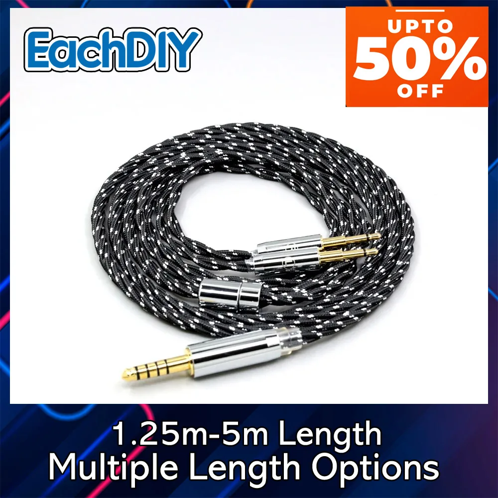 OFC 트위스팅 OCC 혼합 나일론 이어폰 케이블 하이파이맨 HE560 HE-350 HE1000 샤오미 헤드폰 듀얼 2.5mm 핀 8702