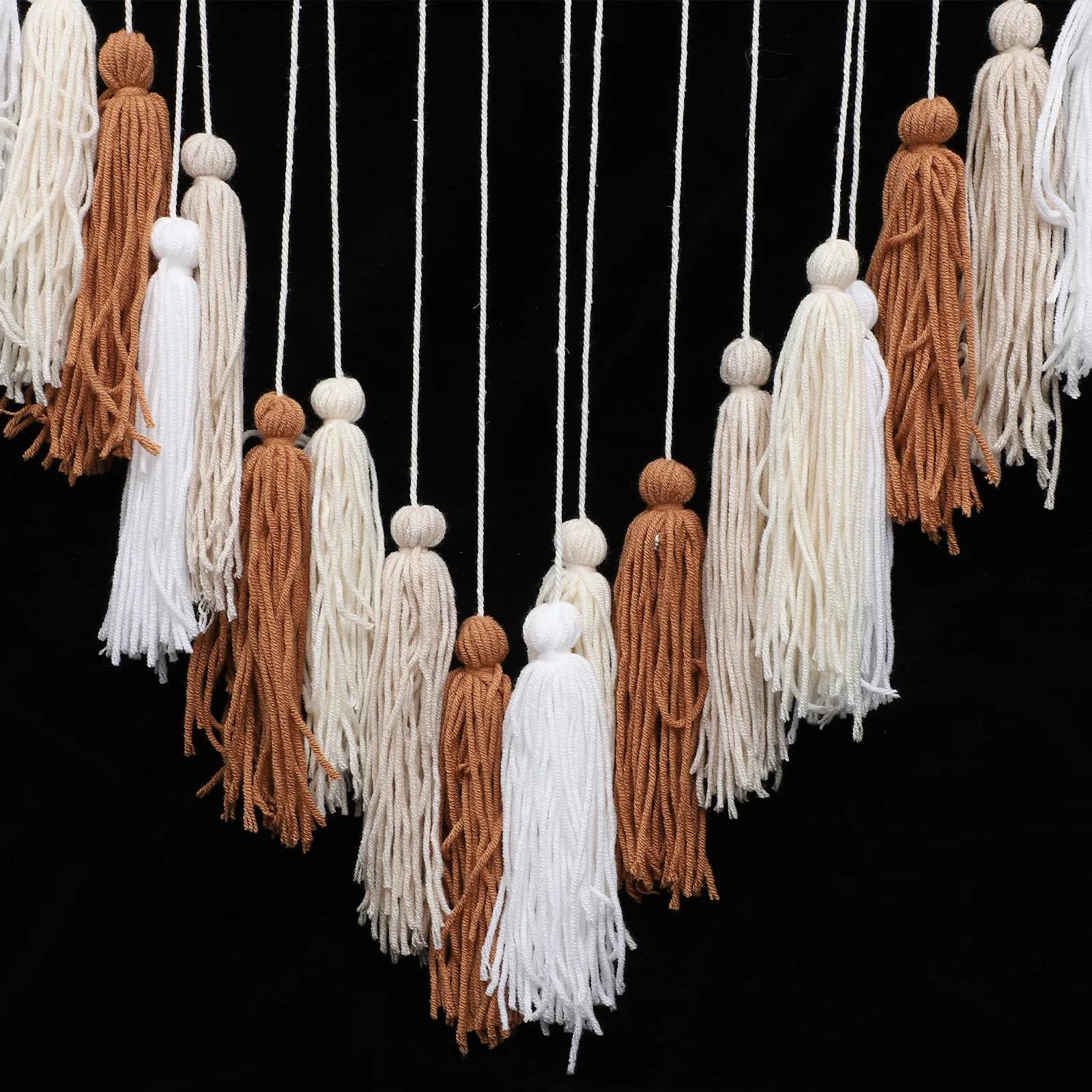 

1pc Bohemian Wall Hanging Tapestry Premium Wood Cotton Thread Tassel Decor Home Wall Ornament For Living Room Bedroom Office