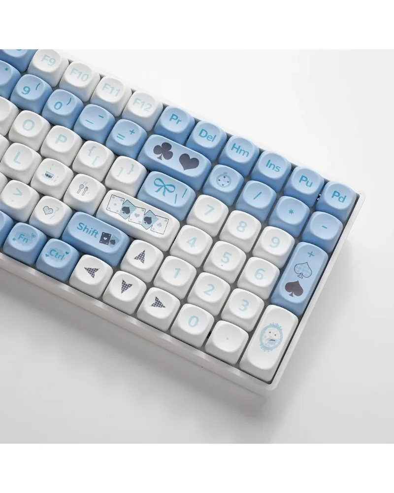 

cute blue white keycaps full set oem profile durable keycaps for gaming keyboards
