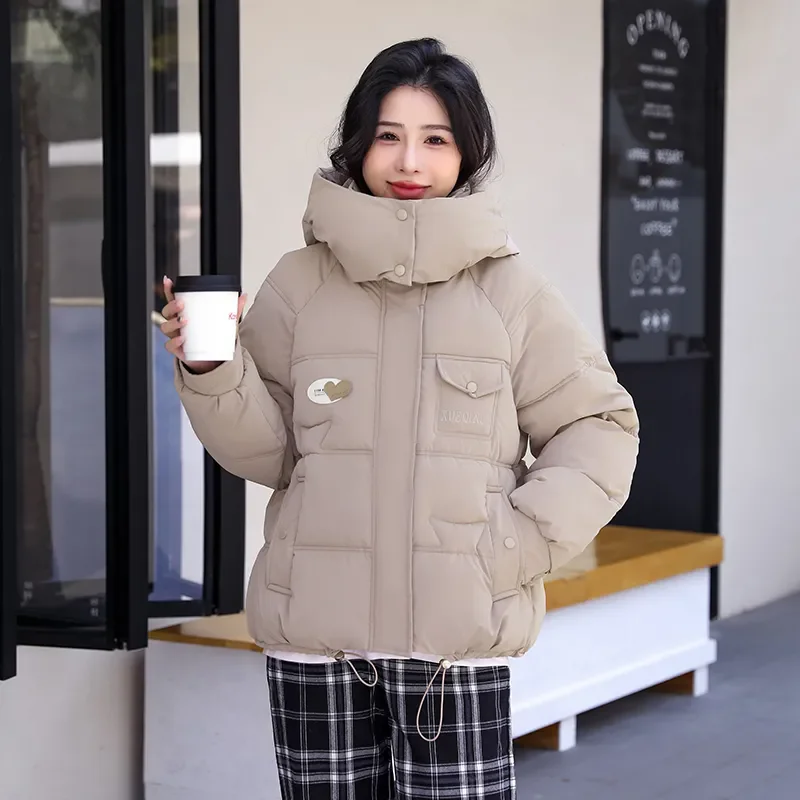 Autumn Winter New Short Down Cotton-Padded Jacket Women's Outwear Hooded Thick Warm Parka Wash-Free Fashion Loose Cotton Jacket