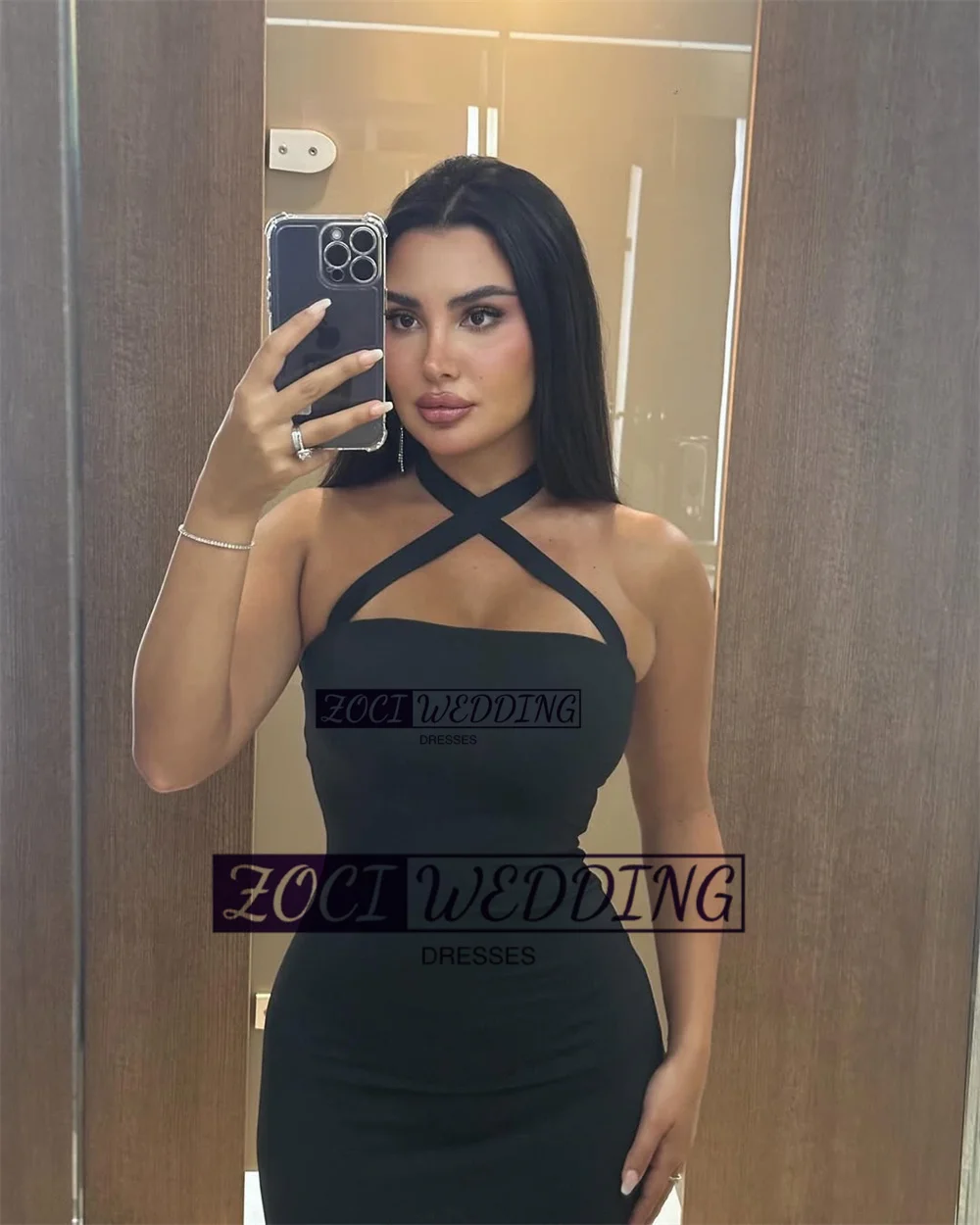 Zoci Sexy Halter Black Mermaid Prom Dresses Criss Cross Sleeveless Formal Prom Gown Customized vestidos de gala Prom Party Dress