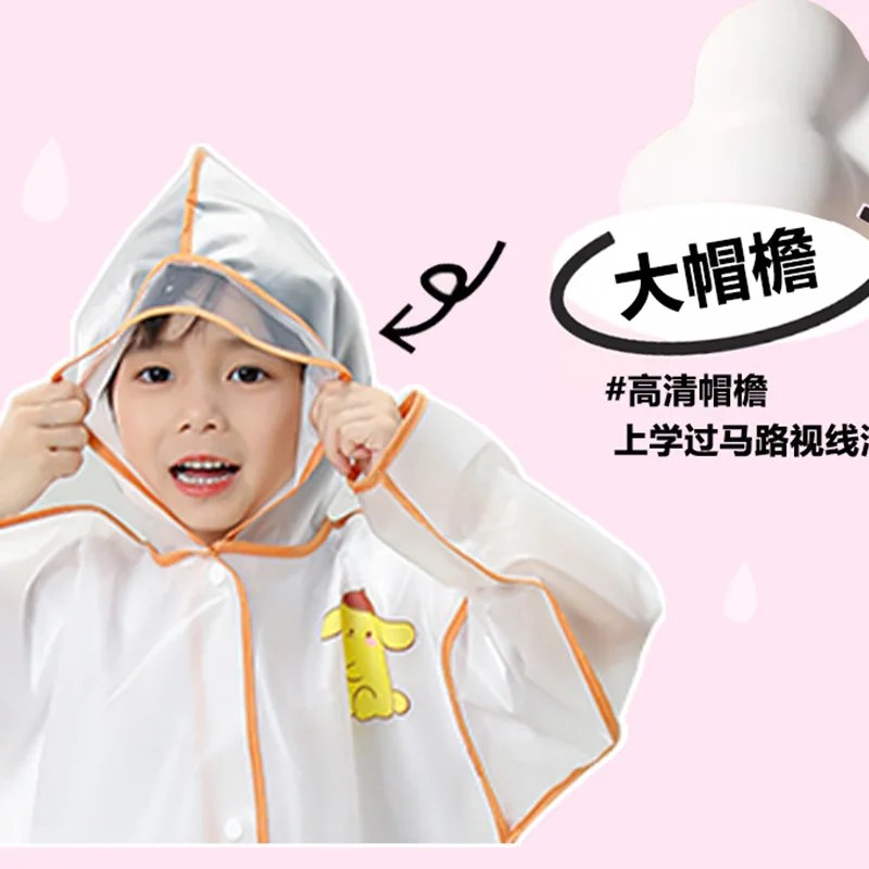 Summer Kawaii Sanrio Cinnamoroll Kuromi Children Raincoat Cute My Melody Cartoon Schoolbag Rain Clothing Gifts for Kids