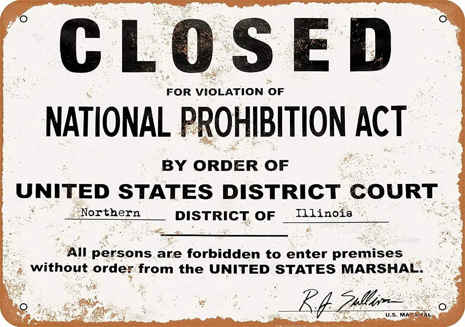 Tin Sign For 8 x 12 Metal Sign - Closed Violation Prohibition Pub Home Decor Metal Sign sign