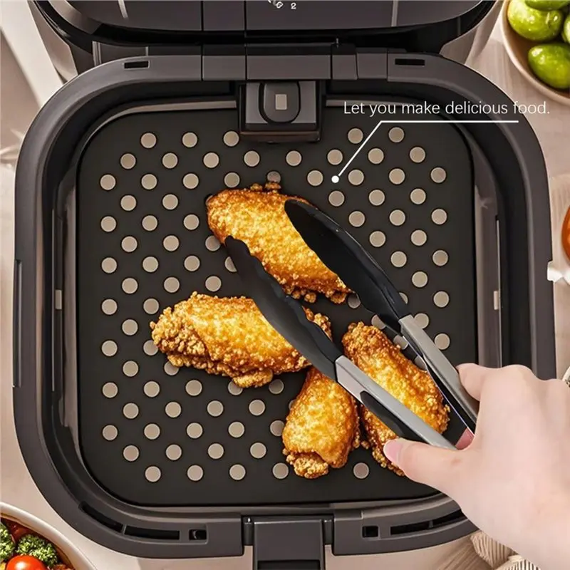 JHD Reusable Nonstick Square Silicone Air Fryer Liners-6 Pack 8.5 Inch(21.6 Cm) Mats