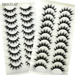 New 10 Pairs False Lashes 5D Faux Mink Lashes Fluffy Soft Volume Natural Eyelashes Cross Eyelashes Lashes Reusable Makeup Cils