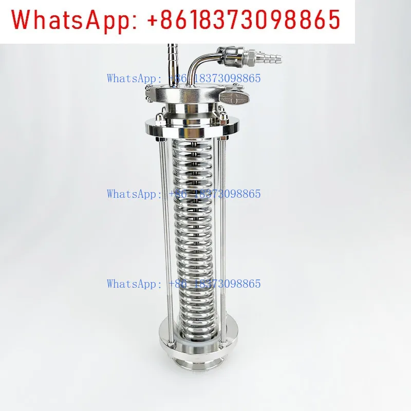 2 "OD64mm ملف تبريد المقطر ثلاثي المشبك مع 2" الديوبتر الزجاجي البصر ، جهاز ديفليغماتور ، ارتداد ، مكثف ، فولاذ صحي 304