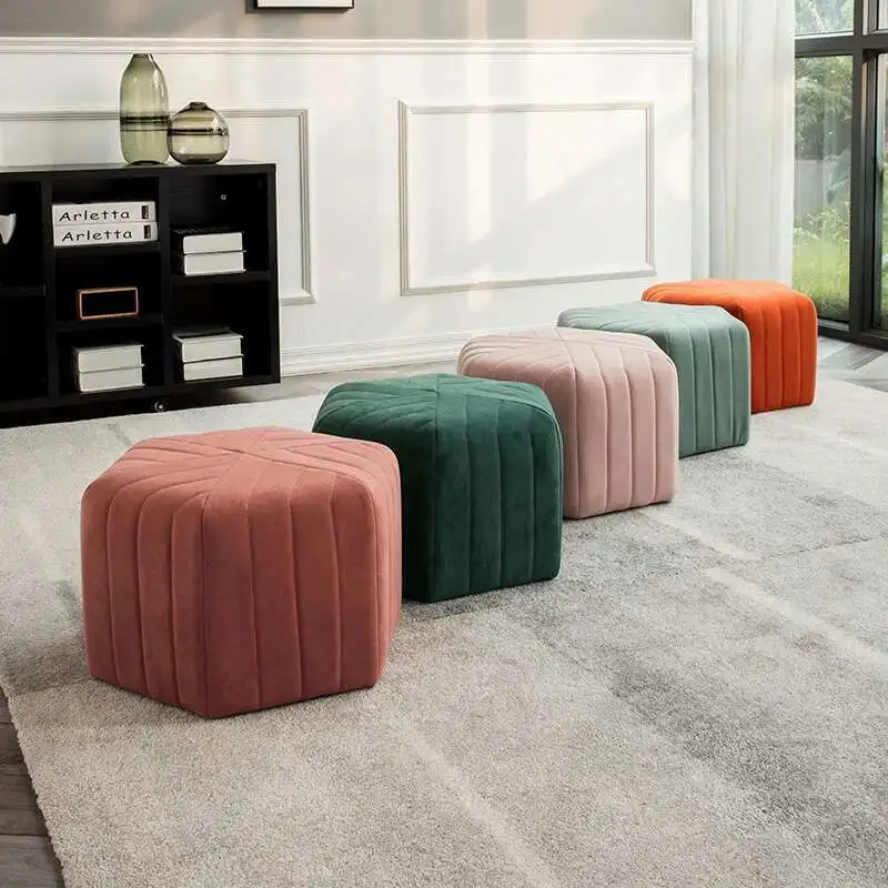 Nordic Minimalism Low Round Macaron Stool Home Shoes Creative Color Children's Stool Geometric Shape Mushroom Stool view 2