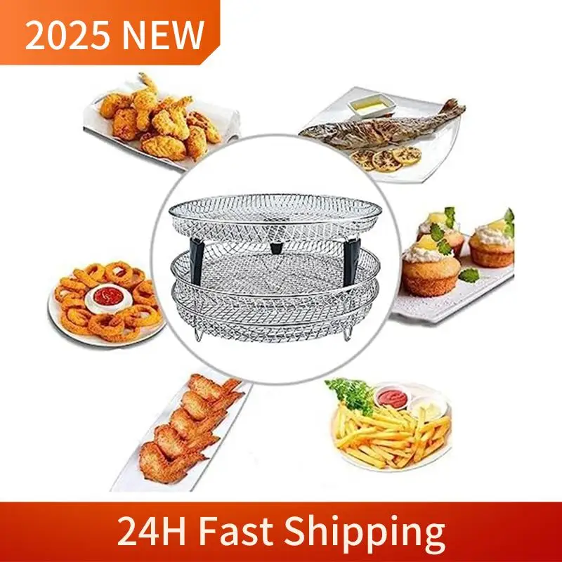Air Fryer Rack Steamer Roasting Rack Stackable Dehydrator Racks Air Fryer Tray For Most Air Fryer Spare Parts Accessories