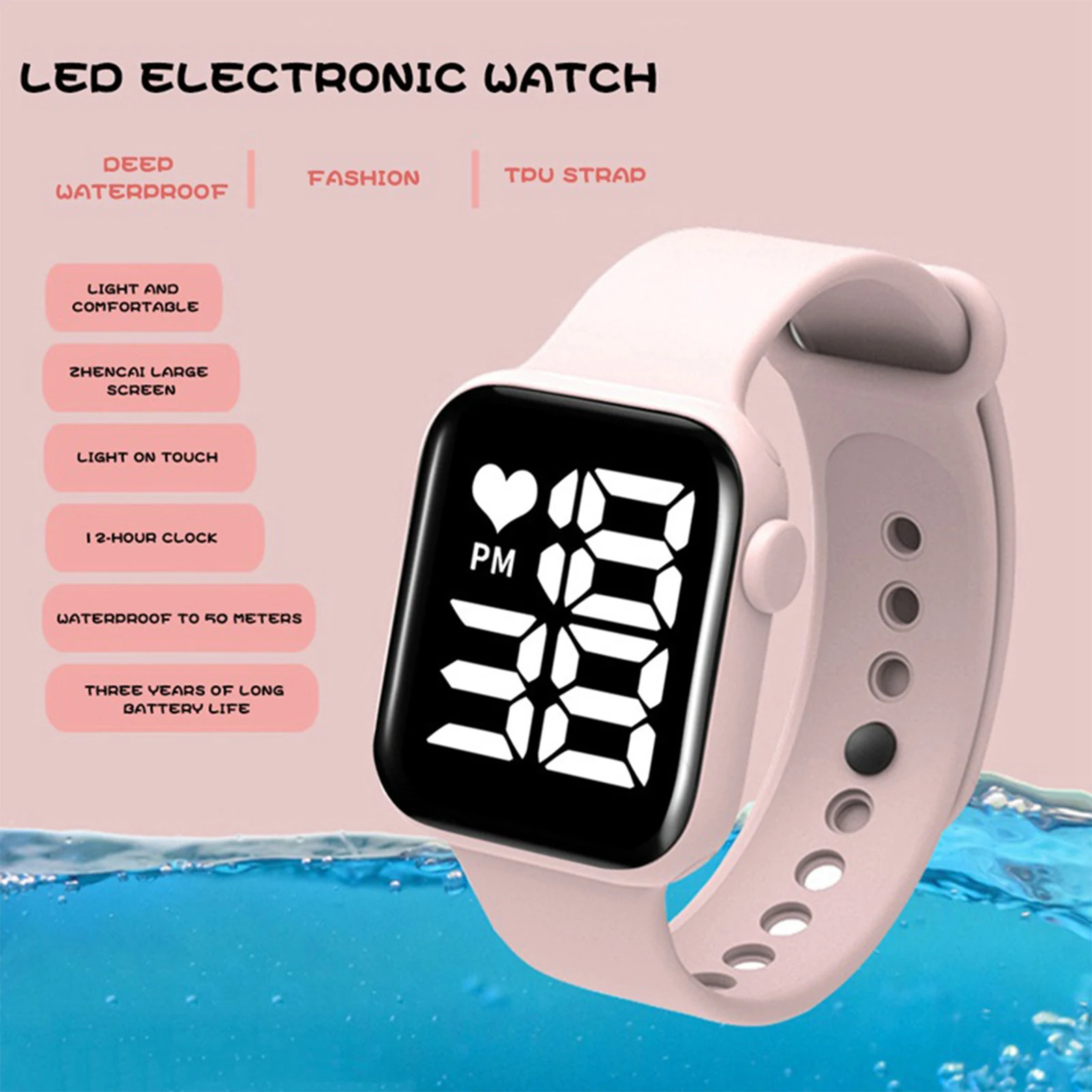 Y1 LED Digital Watch Built-in Large-capacity Battery Soft Silicone Watchband Smart Wristwatch for Children Boys and Girls