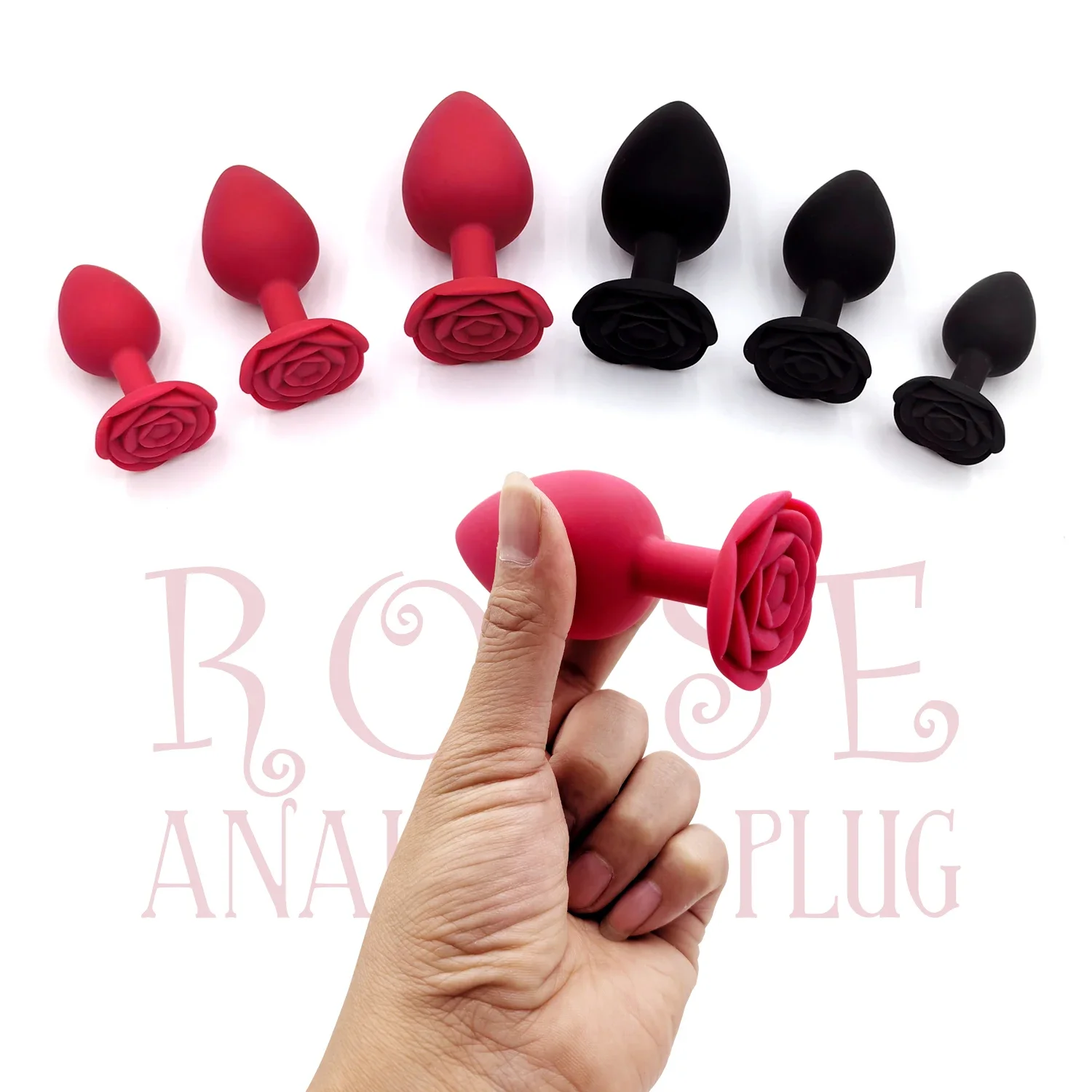 Tapones anales de silicona rosa para principiantes de expertos, 3 tamaños, tapones anales rojos y negros, masaje del punto G, salud Sexual, placer para adultos, Juguetes sexuales