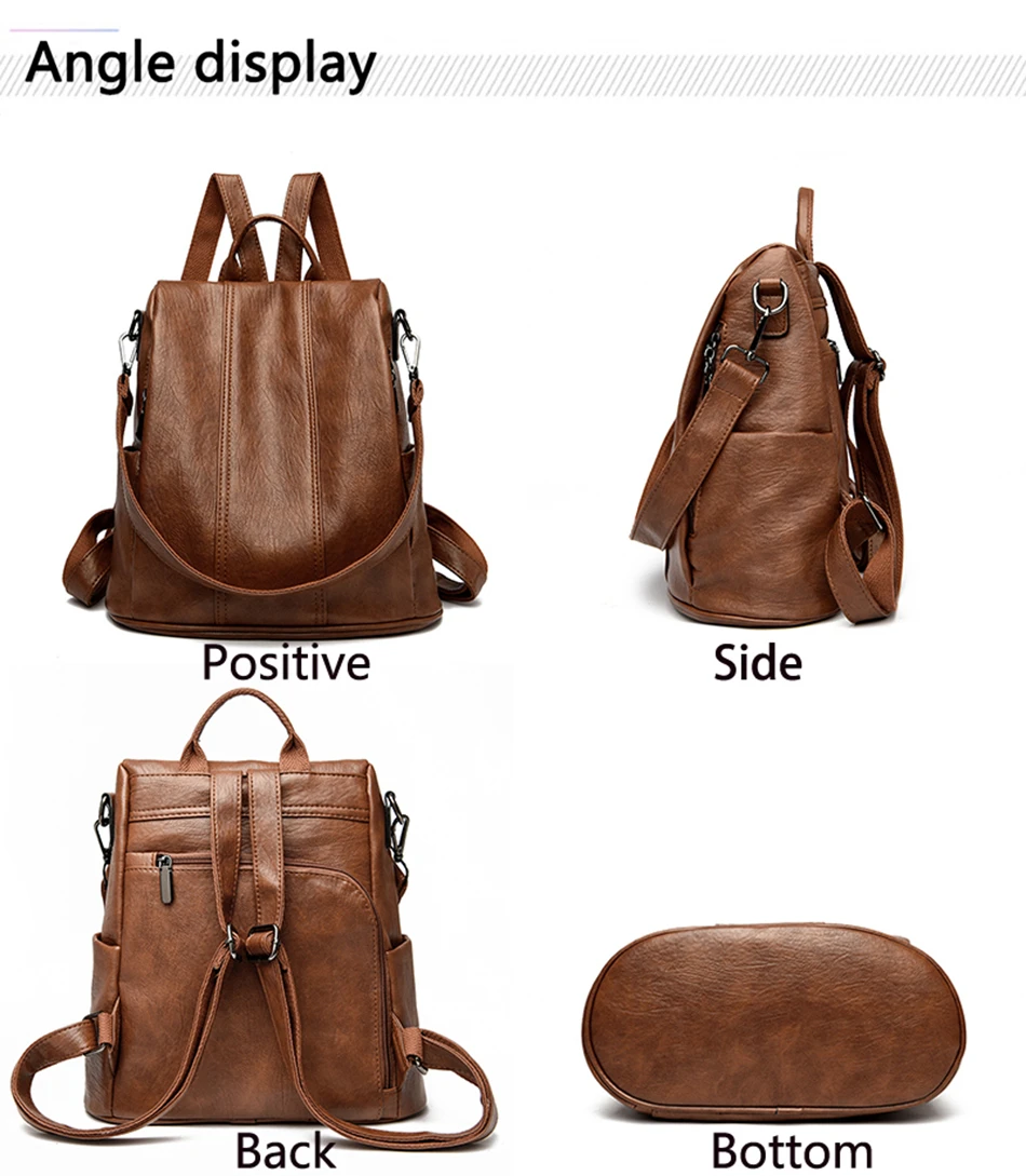 Luxury Brand Anti-Theft Women's Backpack High-Quality Leather Sac a Dos SchoolBag Knapsack for Female