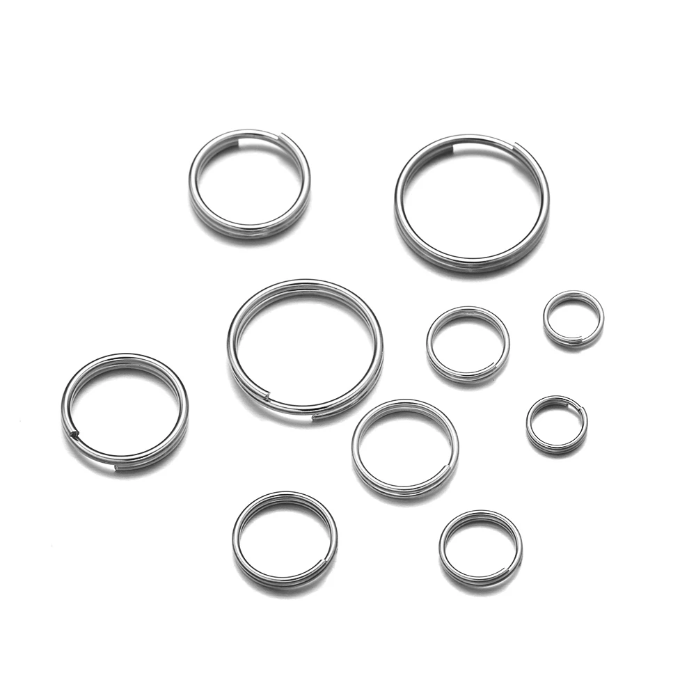 100pcs 5/6/8mm Stainless Steel Split Jump Ring Connector for DIY Key Fob Keychain Jewellery Making Supplies Accessories Fittings