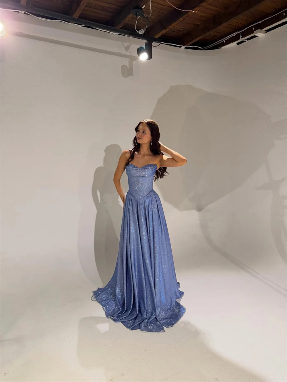 EDECPBM Tulle Strapless sky blue A-Line Sparkly Sweetheart Elegant Luxury Formal Evening Dress 2026 Prom Dress Customized view 5